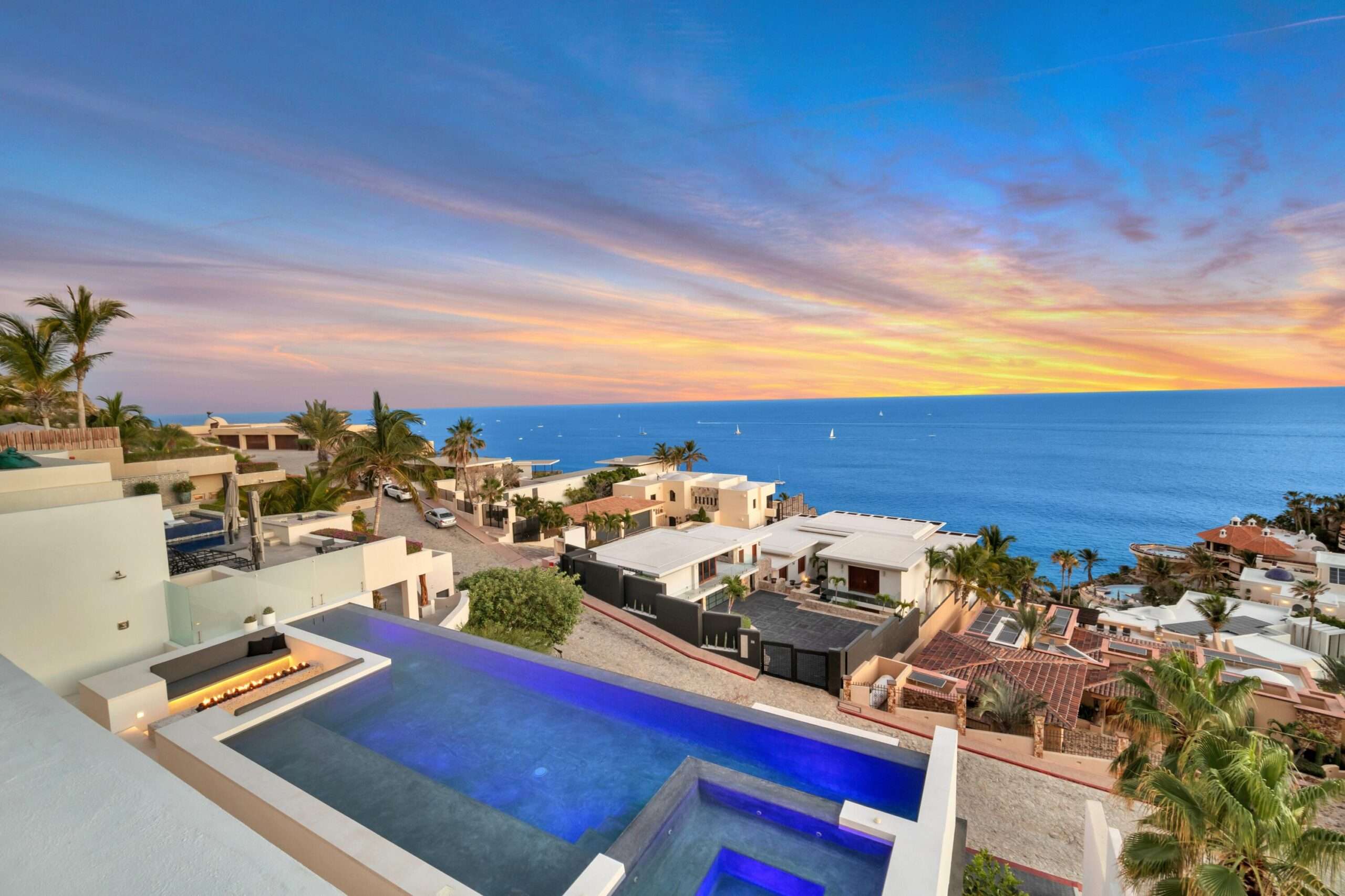 Cabo Luxury Pedregal Csl Where the Pacific becomes your private theater.Perched on the cliffs of El Pedregal, Milichichi is a rare convergence of architectural precision and raw natural drama. From every level of this four-story residence, the Pacific stretches endlessly before you -- and during the season, whales breach and call close enough to hear from the comfort of your deck. This is not a for sale