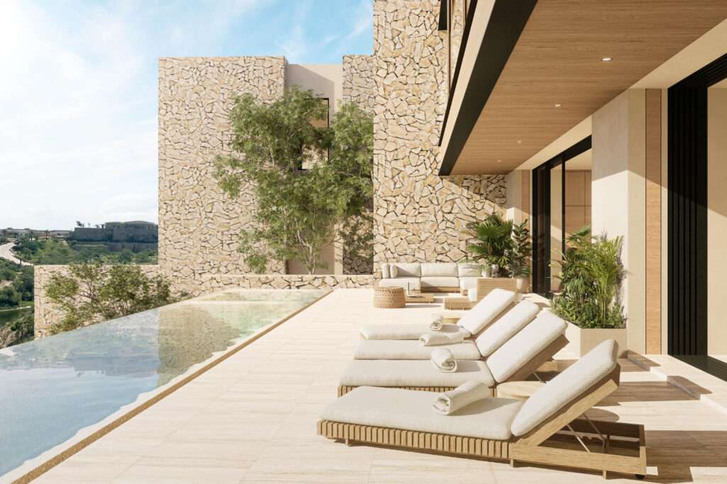 Cabo Luxury West Enclave Ritz-Carlton West Enclave, Ritz-Carlton Reserve Residence 10 offers an exceptional blend of modern luxury and serene coastal living. These single-level indoor/outdoor residences are thoughtfully designed to provide privacy and tranquility. Featuring expansive floor-to-ceiling windows, the homes showcase breathtaking for sale